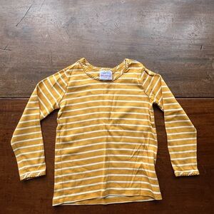 Hanna Andersson Mustard & White Striped Braided Trim Tee